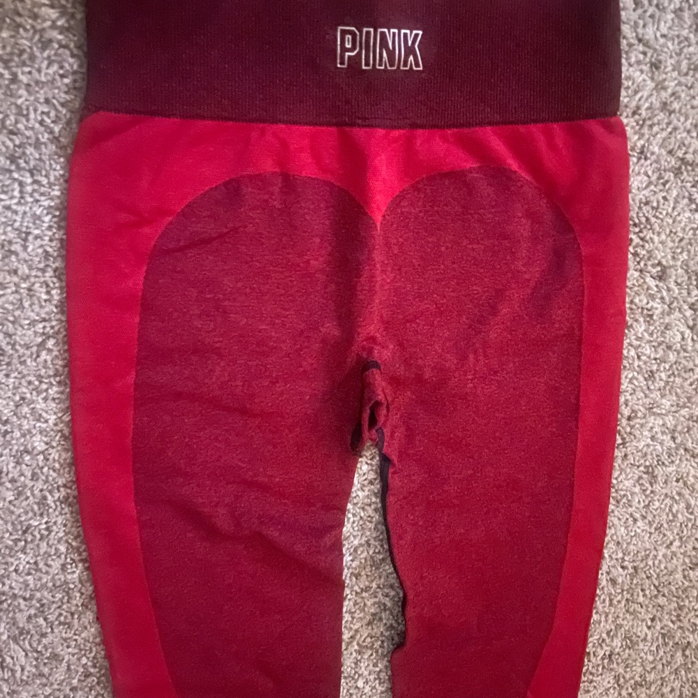 PINK Victoria's Secret Kids Burgundy and Red Leggings